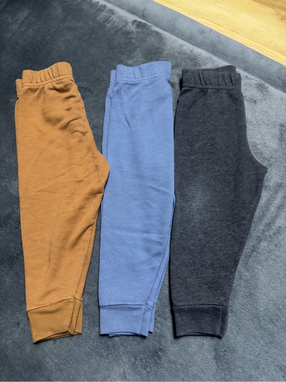 Kids 3-Pack Stretch Jersey Joggers - Brown, Blue & Charcoal